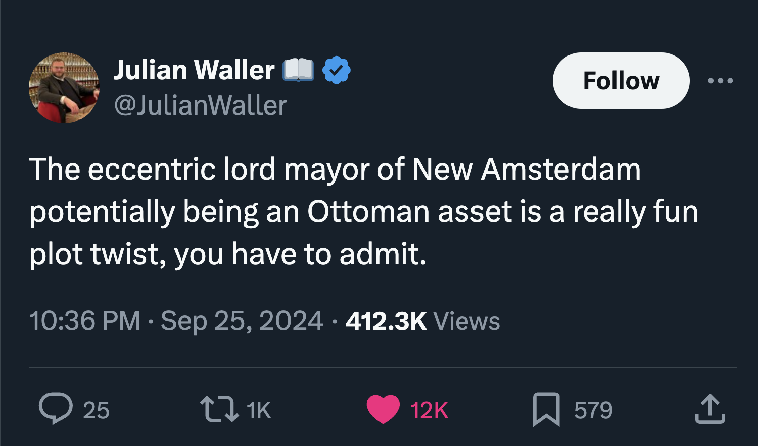 screenshot - Julian Waller The eccentric lord mayor of New Amsterdam potentially being an Ottoman asset is a really fun plot twist, you have to admit. Views 25 tz 1K 12K 579